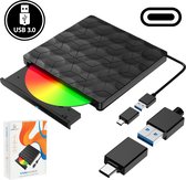 Lecteur DVD et CD externe portable pour ordinateur portable - Adaptateur USB vers USB-C - Convient pour PC et MacBook - Brander - Zwart