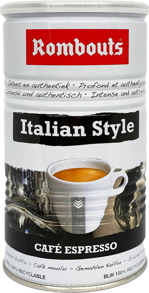 Rombouts Italian Style Café espresso - gemalen koffie - blik 500g