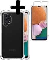 Hoesje Geschikt voor Samsung A13 4G Hoesje Shockproof Case Siliconen Met Screenprotector - Hoes Geschikt voor Samsung Galaxy A13 4G Hoes Cover Siliconen - Transparant