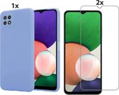 Hoesje Geschikt Voor Samsung Galaxy A22 5G Hoesje Soft Nano Silicone Backcover Gel Lila Paars Met 2x Glazen Screenprotector