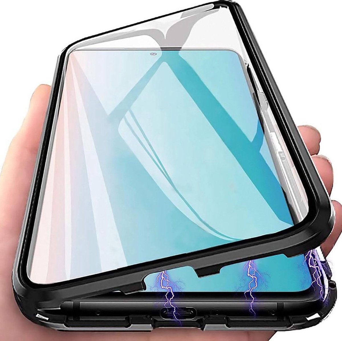 Hoesje Geschikt voor: iPhone 13 Magnetisch telefoonhoesje - Volledige bescherming - Screenprotector aan beide kanten - Zwart - ZT Accessoires