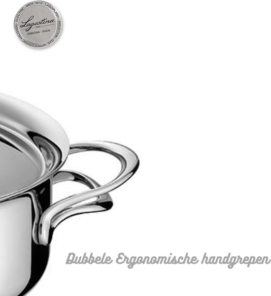 Casserole Lagostina Tempra Ø20cm - Acier Inox 18/10 Avec Fond Induction Lagotherm