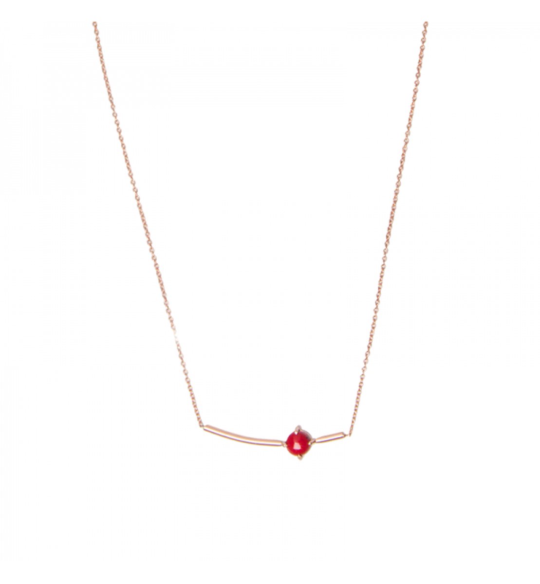 HÕBE – Artemisa ketting – 18 Karaat Goud Verguld Sterling Zilver – Gerecycled Zilver – Kristallen - Collier – Handgemaakte Sieraad – Accessories – Dames Ketting – Karabijnhaaksluiting – Imitatie koraal