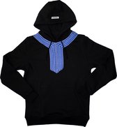 Tunis Blue - Zwarte hoodie - Blauwe patroon - Unisex