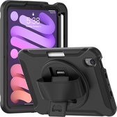 DrPhone IM3 - 360° Beschermende iPad Mini 6 Cover + Volledige Valbestendige Case + Screenprotector - Zwart