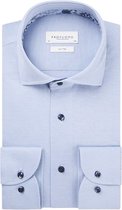 Profuomo slim fit overhemd - tricot - lichtblauw - Strijkvriendelijk - Boordmaat: 38
