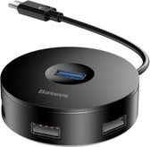 Baseus Hub 4in1 USB-C naar USB 3.0 + 3x USB 2.0 15cm (Zwart) CAHUB-G01