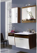 Badkamermeubelset hoogglans wit, notenkleurig, 70cm wastafel & spiegel (4-delig)
