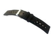 Horlogeband-22mm-echt leer-sportief-zacht-mat-zwart-22 mm