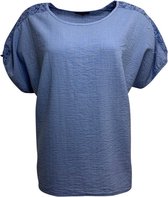 Pink Lady shirt jeansblauw KM - maat L