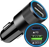 DutchOne Chargeur de voiture USB-A & USB-C - Chargeur rapide - Chargeur de voiture Convient pour Samsung Galaxy, Apple iPhone, iPad, Oppo, Huawei - Chargeur allume-cigare - Vert