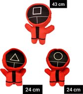 Game Knuffels - 43 CM Vierkant + 2x 23 CM Driehoek en Rond - Pluche knuffel set