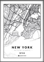 Poster New York - Stadsposter - Poster zwart wit - Wanddecoratie - 21x30 citymap