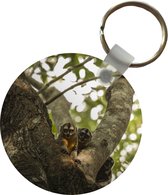 Sleutelhanger - Kleine dieren in een boom - Plastic - Rond - Uitdeelcadeautjes