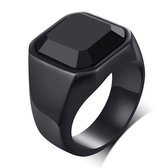 Zwarte Zegelring met Zwarte Steen - Zegelring Heren Zwart - 18 - 22mm - Ringen Mannen - Ring Heren - Valentijnsdag voor Mannen - Valentijn Cadeautje voor Hem - Valentijn Cadeautje