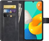 KHAZNEH Samsung Galaxy M32 Hoesje Retro Wallet Book Case Zwart