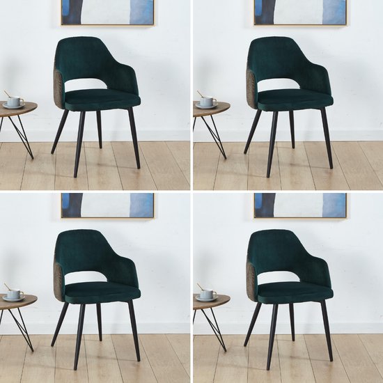 Stoelen eetkamerstoelen - Troon Collectie - stoelen set van 4 - groen -  stoel velvet -... | bol