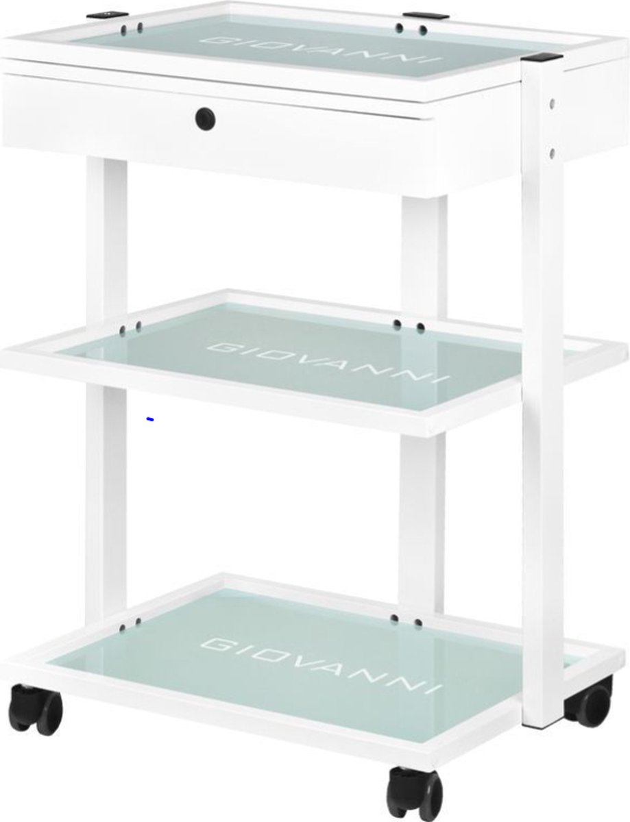 Cosmetische tafel - Tafel met planken - Kunststof/glas - Wit - 77x47,5x26,6 cm