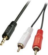Lindy Premium - Audiokabel - RCA x 2 (M) naar stereo ministekker (M) - 1 m - zwart - gevormd