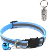 Kattenhalsband met veiligheidssluiting - Inclusief Adreskoker en belletje - Reflecterend - Verstelbaar - 19 / 32 cm - Halsband kat - Kattenbandje - Cat - Kitten - Katten halsband - Licht blauw