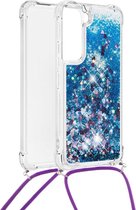 Lunso - Backcover hoes met koord - Samsung Galaxy S22 Plus - Glitter Blauw