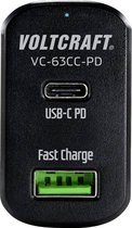 VOLTCRAFT VC-63CC-PD Auto USB-oplader Uitgangsstroom (max.) 3 A 2 x USB, USB-C bus USB Power Delivery (USB-PD)