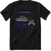 A34 Comet leger T-Shirt | Unisex Army Tank Kleding | Dames / Heren Tanks ww2 shirt | Blueprint | Grappig bouwpakket Cadeau - Zwart - M