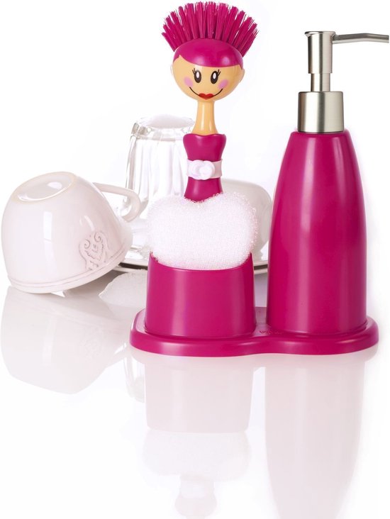 VIGAR Dolls Set Spolverino E Spugna Per Pulizie, 6 Unità, Assorbenti E Anti-pilling, Lavabili E Con Gancio, Colori Azzurro E Rosa - 2