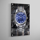 Wallmastr - Rolex wanddecoratie blauw - Premium Glass - Poster - 70X100CM