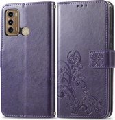 Motorola Moto G60 Hoesje - Mobigear - Clover Serie - Kunstlederen Bookcase - Paars - Hoesje Geschikt Voor Motorola Moto G60