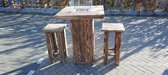 Vuurtafel Sta tafel set "Celebration" van Douglas BurnD hout 80x80cm - 3 delige set - Kruk easy