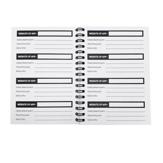 Wachtwoordenboek - Notitieboek voor wachtwoorden - Ruimte voor 200 wachtwoorden - tip - cadeau - Hippekaartjeswinkel