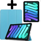 iPad Mini 6 2022 Hoes Cover Book Case Met Screenprotector - Licht Blauw