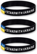 6 Oekraïne polsbandjes Zwart | armband | Ukraine | siliconen | elastisch | one size | stand with | steun
