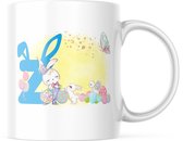 Paas Mok konijnen oren pasen Z blauw | Paas cadeau | Pasen | Paasdecoratie | Pasen Decoratie | Grappige Cadeaus | Koffiemok | Koffiebeker | Theemok | Theebeker