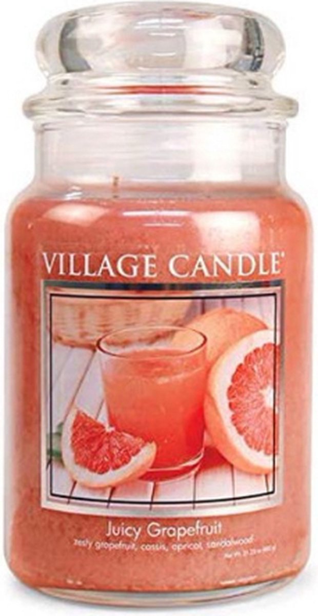 village candle Large Jar Juicy Grapefruit - Zomergeur! - Geurkaars oranje