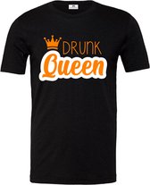 Oranje Koningsdag T-Shirt | Oranje Kleding | WK Feestkleding dames-Drunk Queen | Maat M