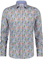 A fish Named Fred - Mannen - SS22 -  Shirt watercolor Italy blauw - Overhemd lange mouw – 5XL EU -