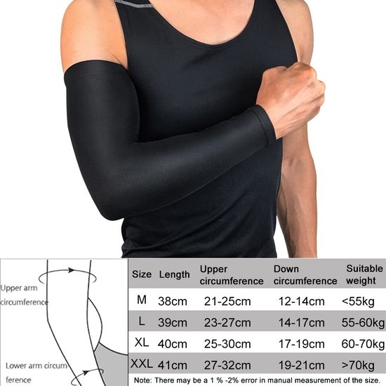 Sport Compressie Arm Sleeve (Set van 2 stuks) - Zwart - Maat L - Merkloos