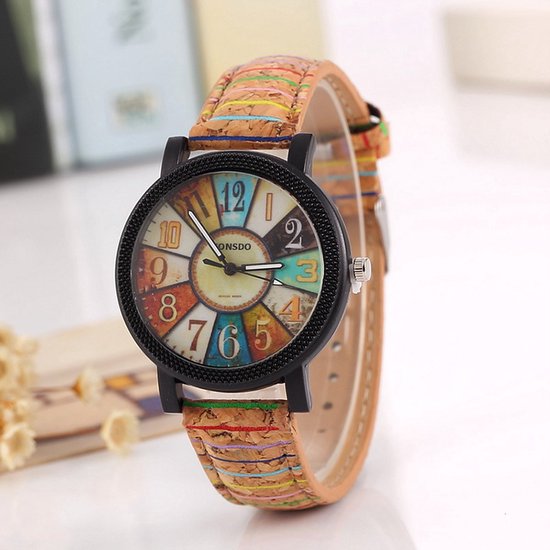 Horloge Roulette Style Design Met Lederen Band