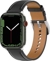 YONO Leer Bandje Cali geschikt voor Apple Watch 42 / 44 / 45 / 49 mm - Luxe Lederen Vervangende iWatch Series 8/7/SE/6/5/4/3 Armband Strap - Zwart