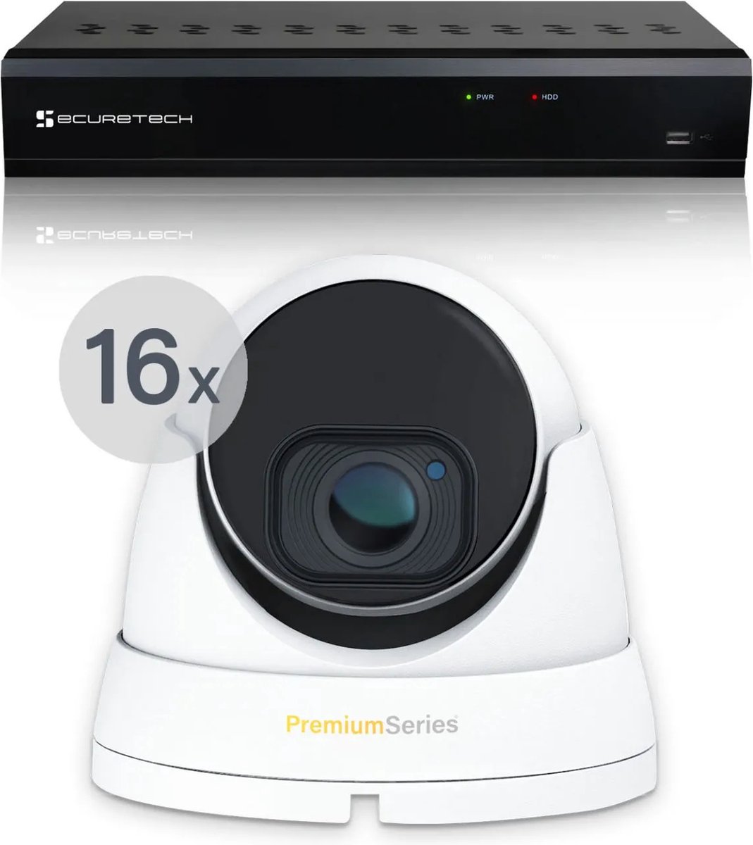 Securetech bekabeld camerabewaking systeem - met 16 beveiligingscamera - voor binnen & buiten - haarscherp beeldkwaliteit - nachtzicht tot 30 meter - software voor smartphone & pc