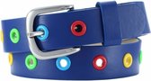 riem leder met kleuren junior blauw maat 55 cm