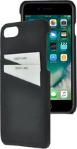 iPhone SE 2022 Hoesje - Echt Leer Backcover - Met Pasjeshouder - iPhone SE2022 Case Echt Leder Back Cover Geribbeld Zwart