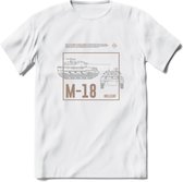 M18 Hellcat leger T-Shirt | Unisex Army Tank Kleding | Dames / Heren Tanks ww2 shirt | Blueprint | Grappig bouwpakket Cadeau - Wit - M
