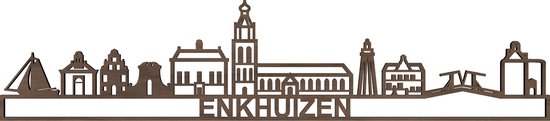 Skyline Enkhuizen Notenhout 90 Cm Wanddecoratie Voor Aan De Muur Met Tekst City Shapes