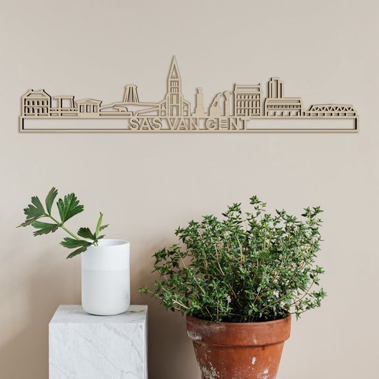 Skyline Sas Van Gent Bois de peuplier 90 Cm Décoration murale pour le mur avec texte City Shapes