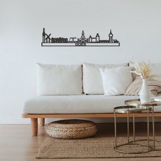 Skyline Goes Zwart Mdf 130 Cm Wanddecoratie Voor Aan De Muur Met Tekst City Shapes