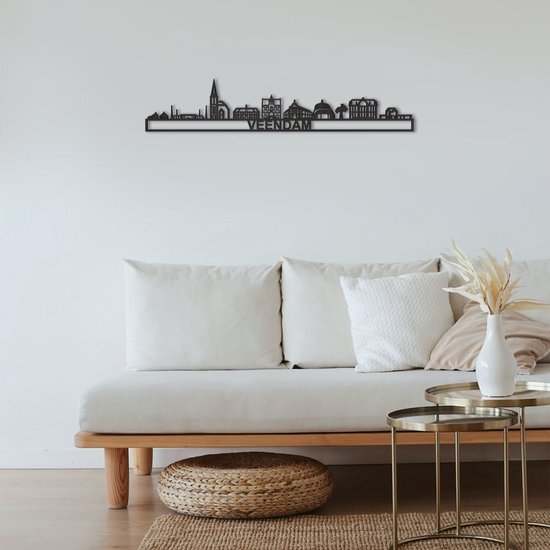 Skyline Veendam Zwart Mdf 130 Cm Wanddecoratie Voor Aan De Muur Met Tekst City Shapes