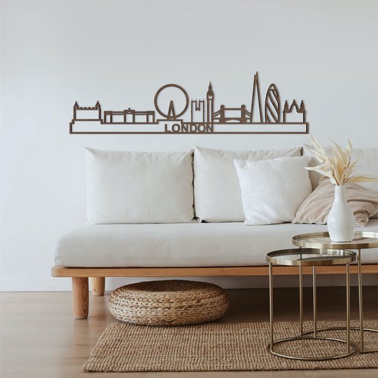 Skyline Londen Notenhout 130 Cm Wanddecoratie Voor Aan De Muur London City Shapes